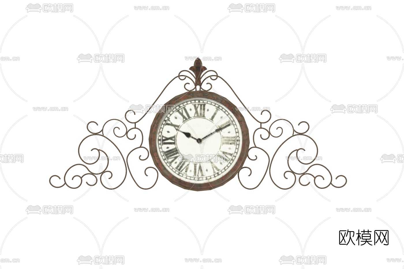 欧式金属挂钟su模型下载
