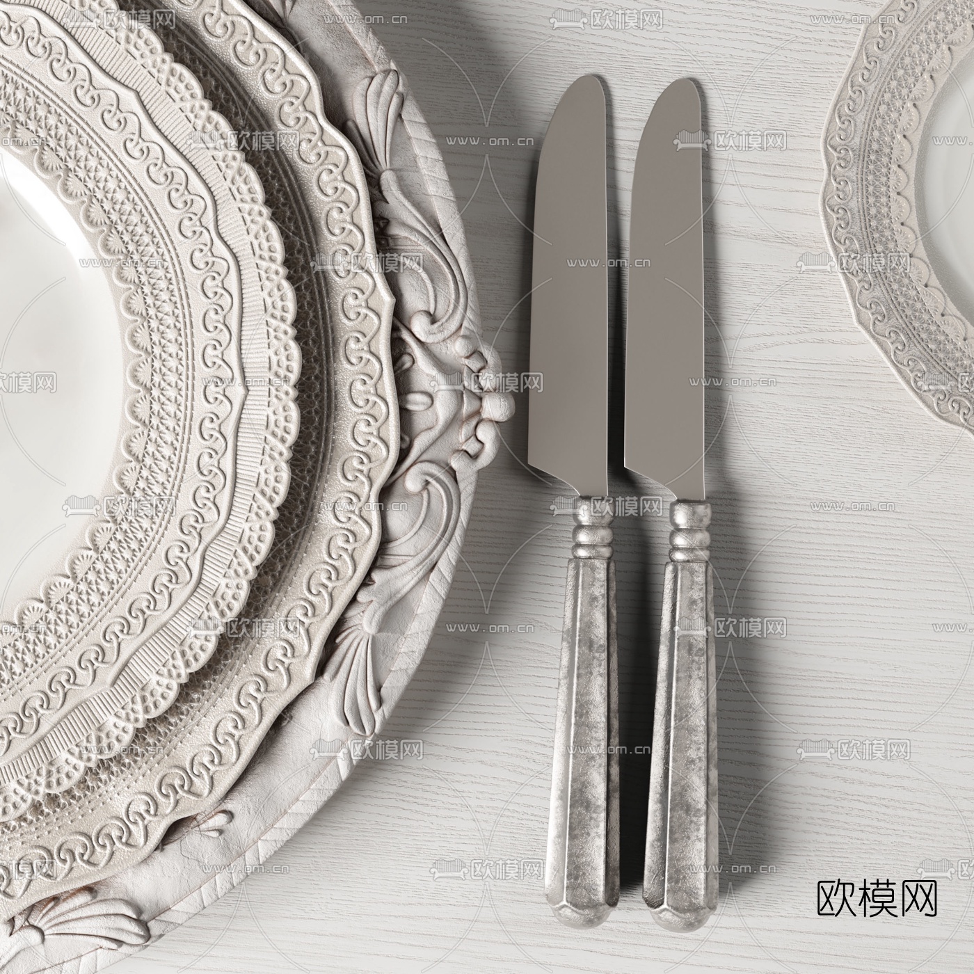 现代西餐杯碟餐具3d模型下载（渲染图4）