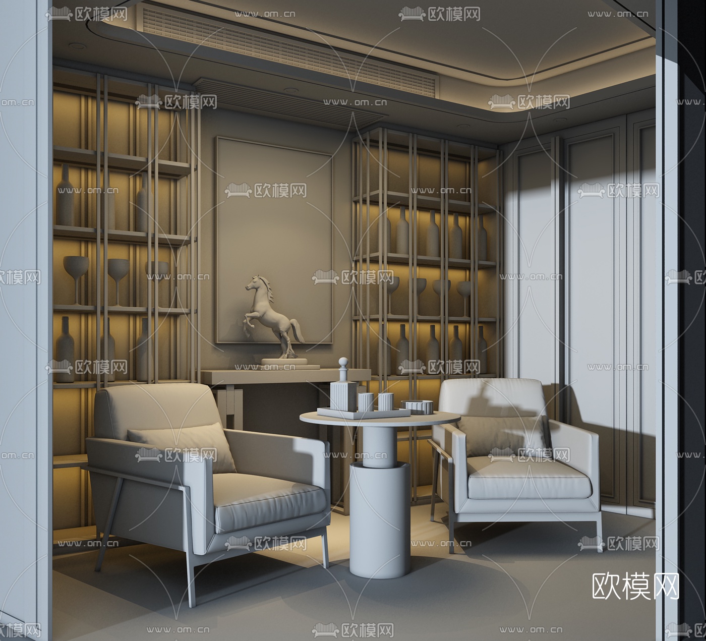 C.H.Y室内设计 现代休闲沙发组合3D模型下载（渲染图2）