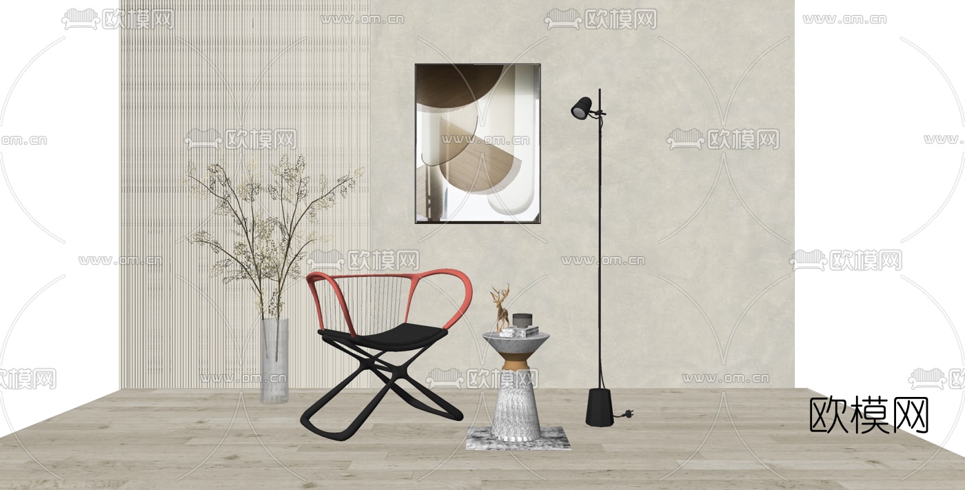 现代铁艺休闲椅su模型下载