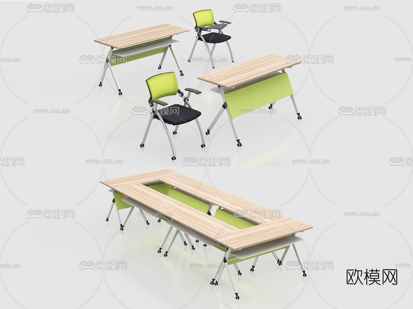 现代会议室培训桌椅3d模型