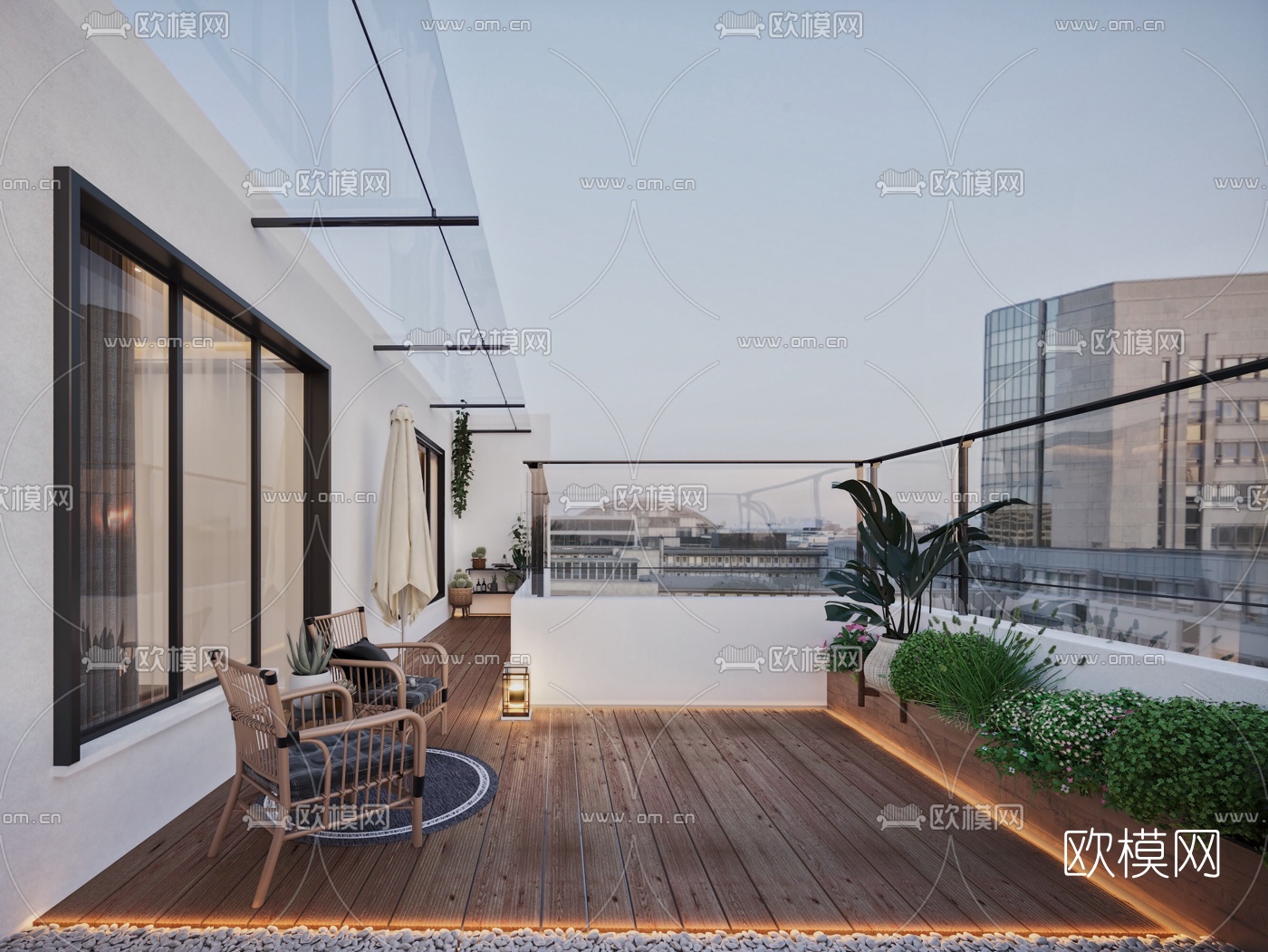 现代阳台露台3d模型下载（渲染图1）