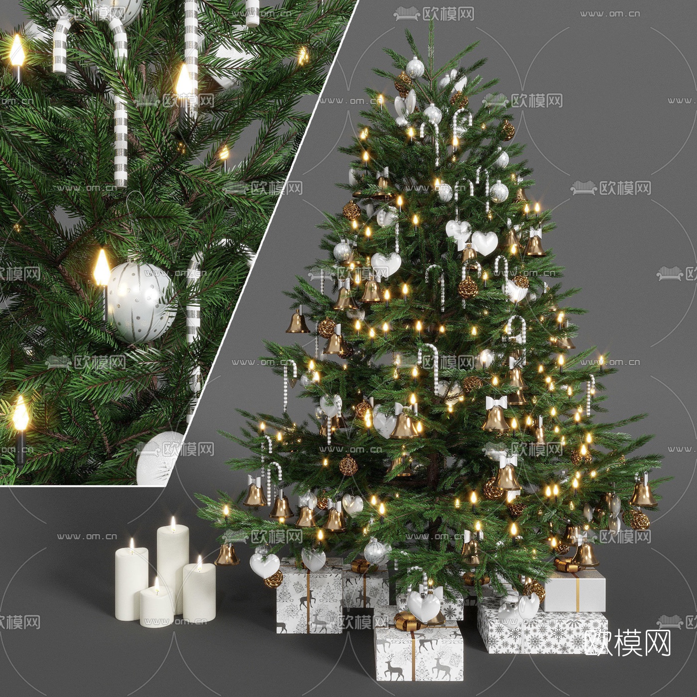 现代圣诞树礼盒摆件3d模型下载（渲染图1）