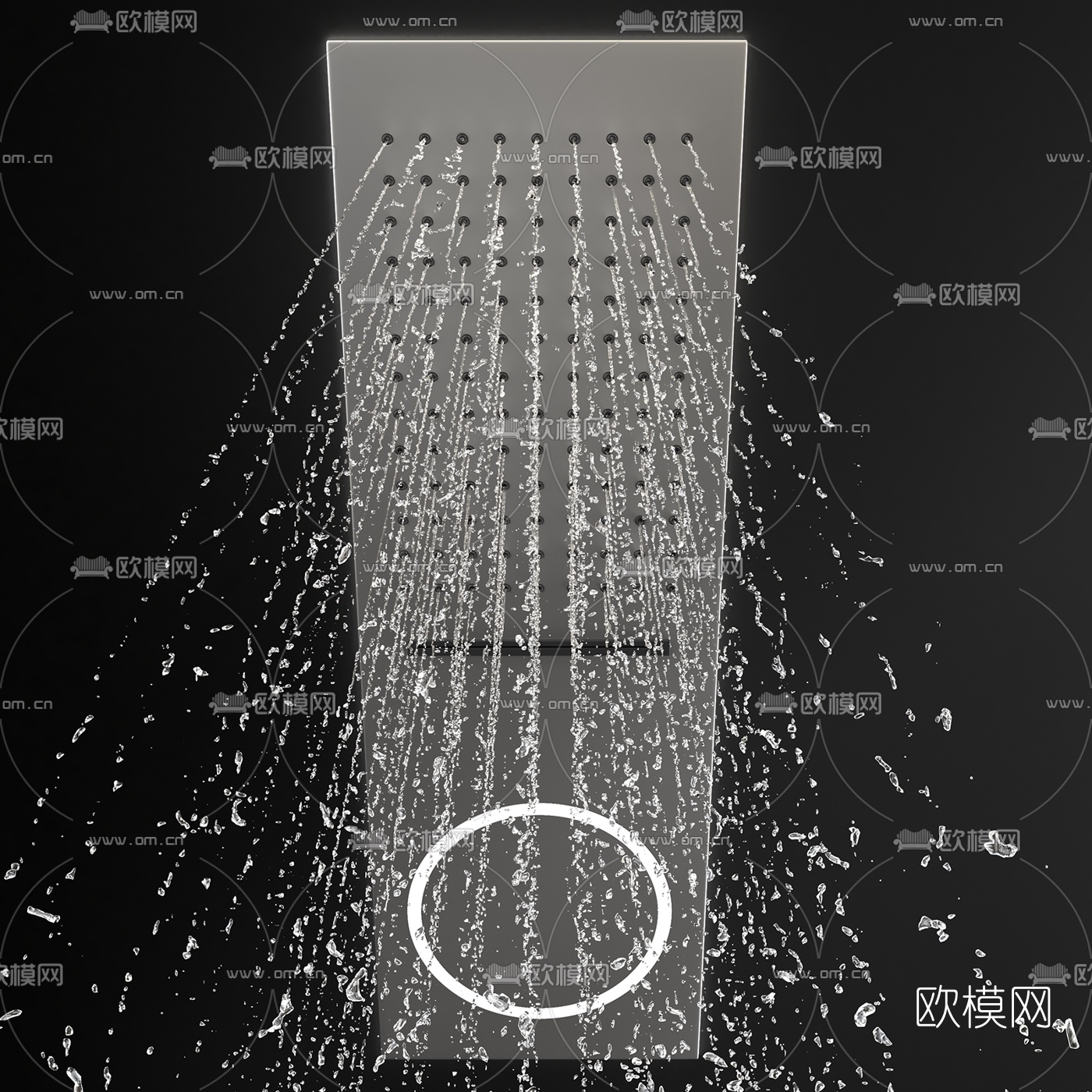 现代不锈钢淋浴花洒喷头3d模型下载（渲染图2）