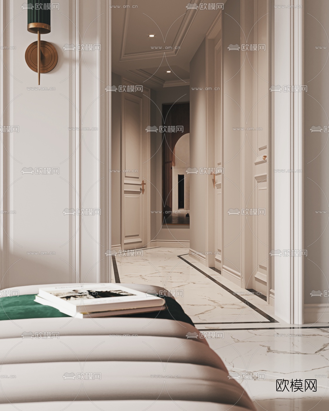 简欧轻奢客厅餐厅3d模型下载（渲染图4）