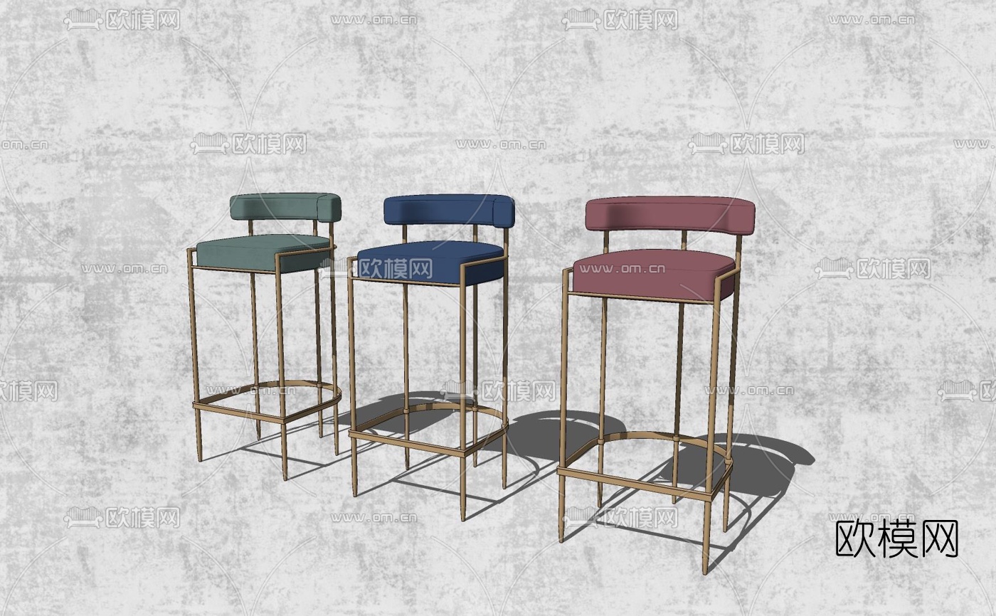 现代轻奢吧台椅su模型下载