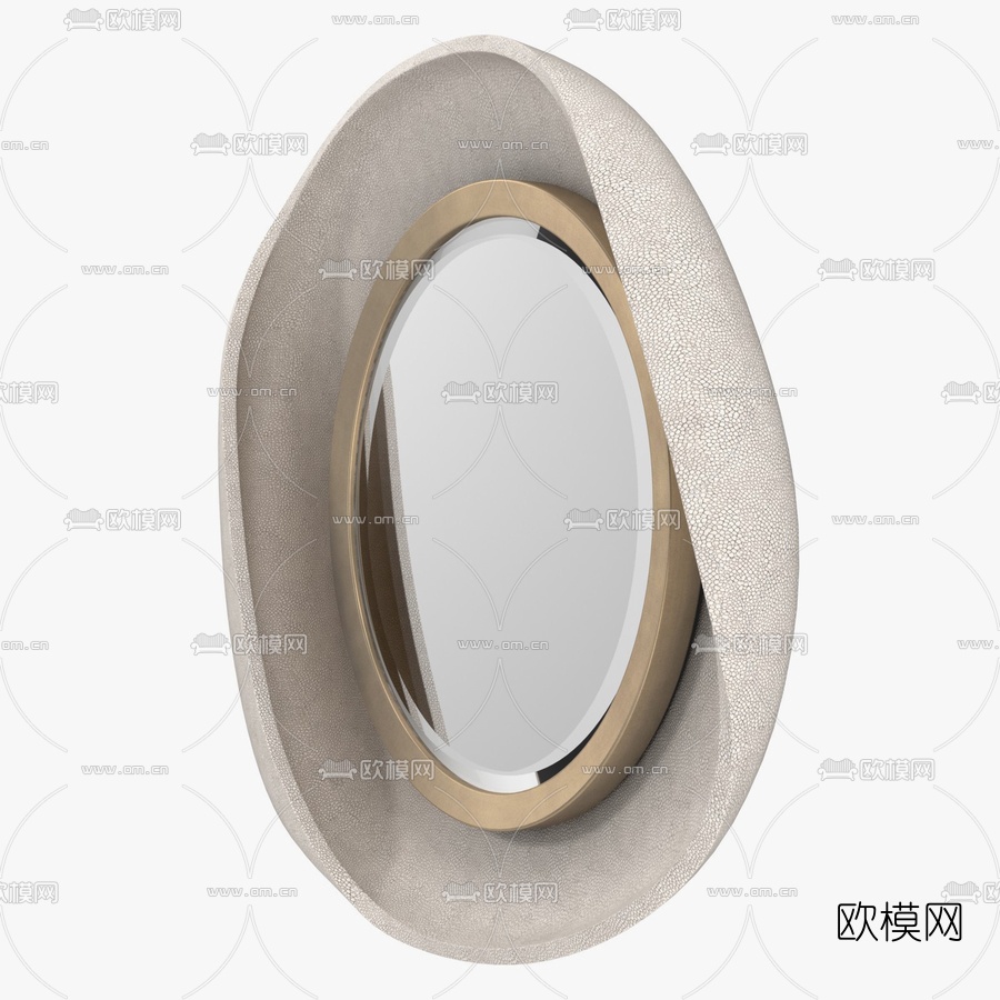 现代皮革装饰镜子3d模型下载（渲染图2）