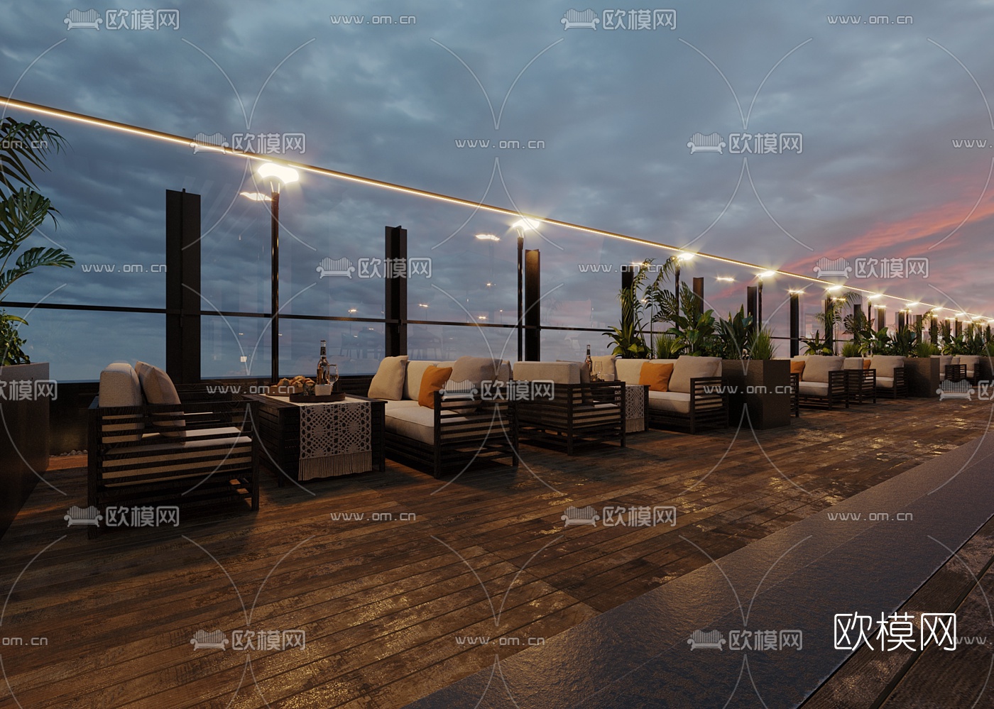现代露天音乐餐吧3d模型
