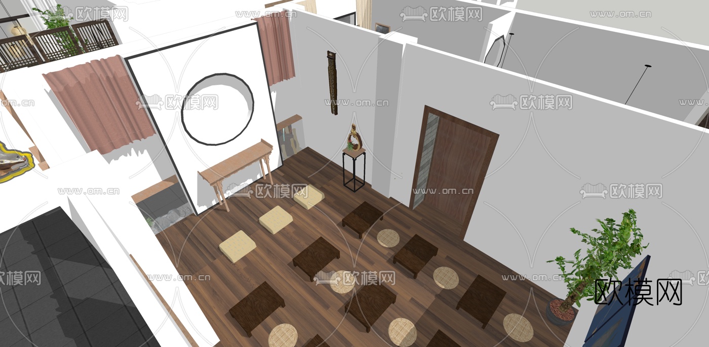 中式禅意茶馆su模型下载（渲染图7）