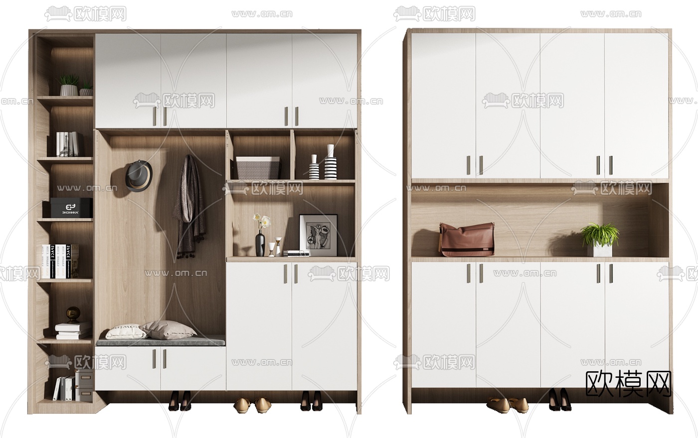 北欧实木鞋柜su模型下载（渲染图1）