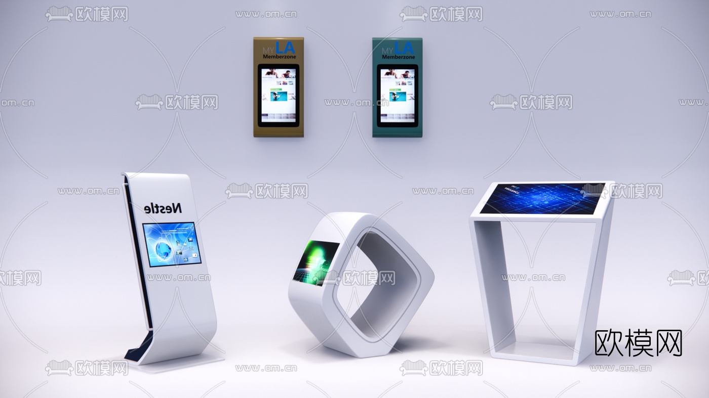 现代排号机导购机su模型下载（渲染图1）