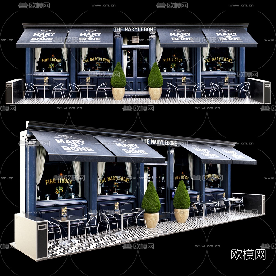 现代餐厅门面3d模型