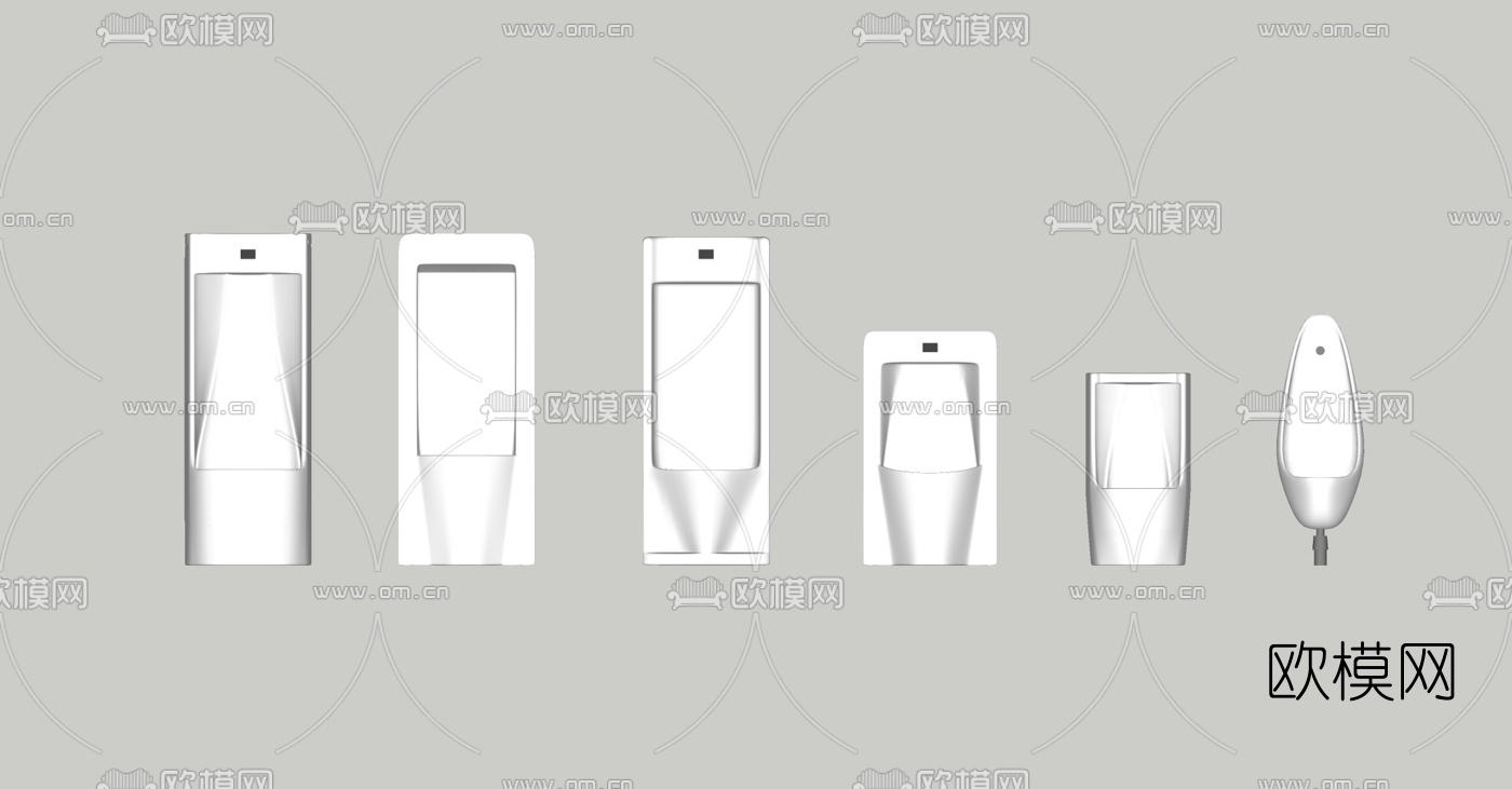 现代立式小便器su模型下载（渲染图2）