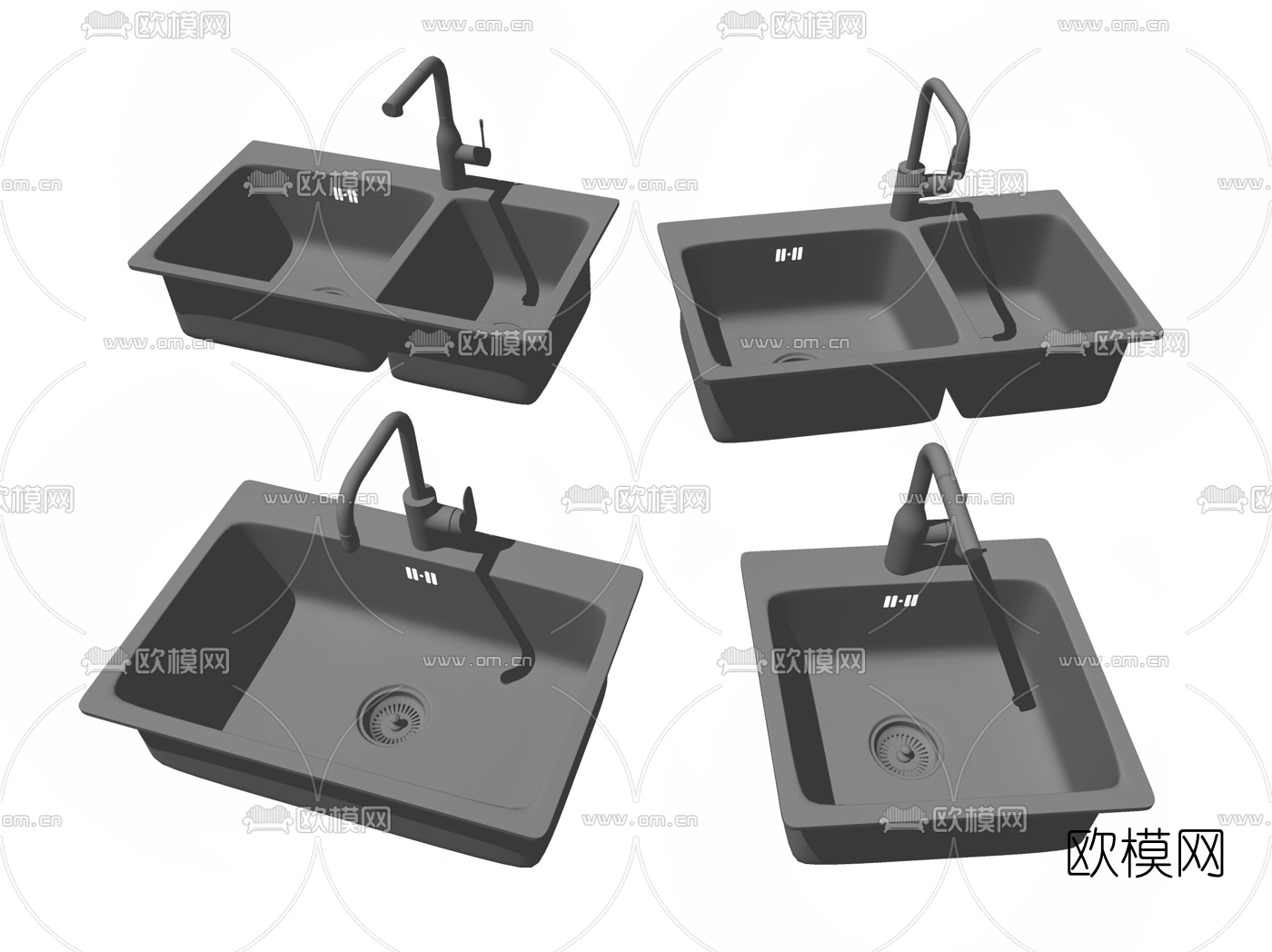 现代洗菜盆水槽su模型下载（渲染图2）