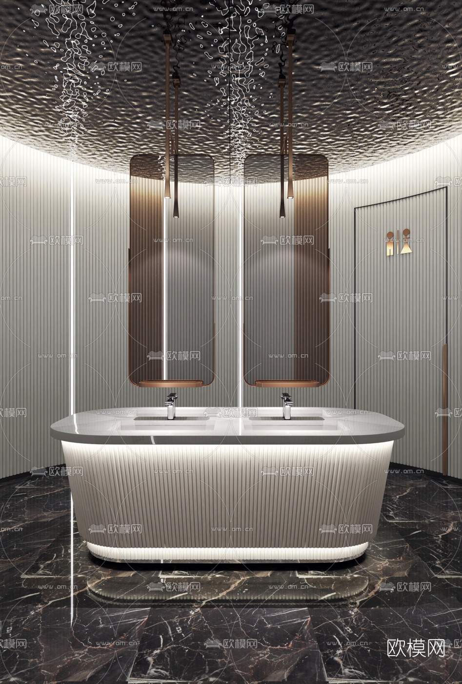 现代公用卫生间洗手台3d模型下载