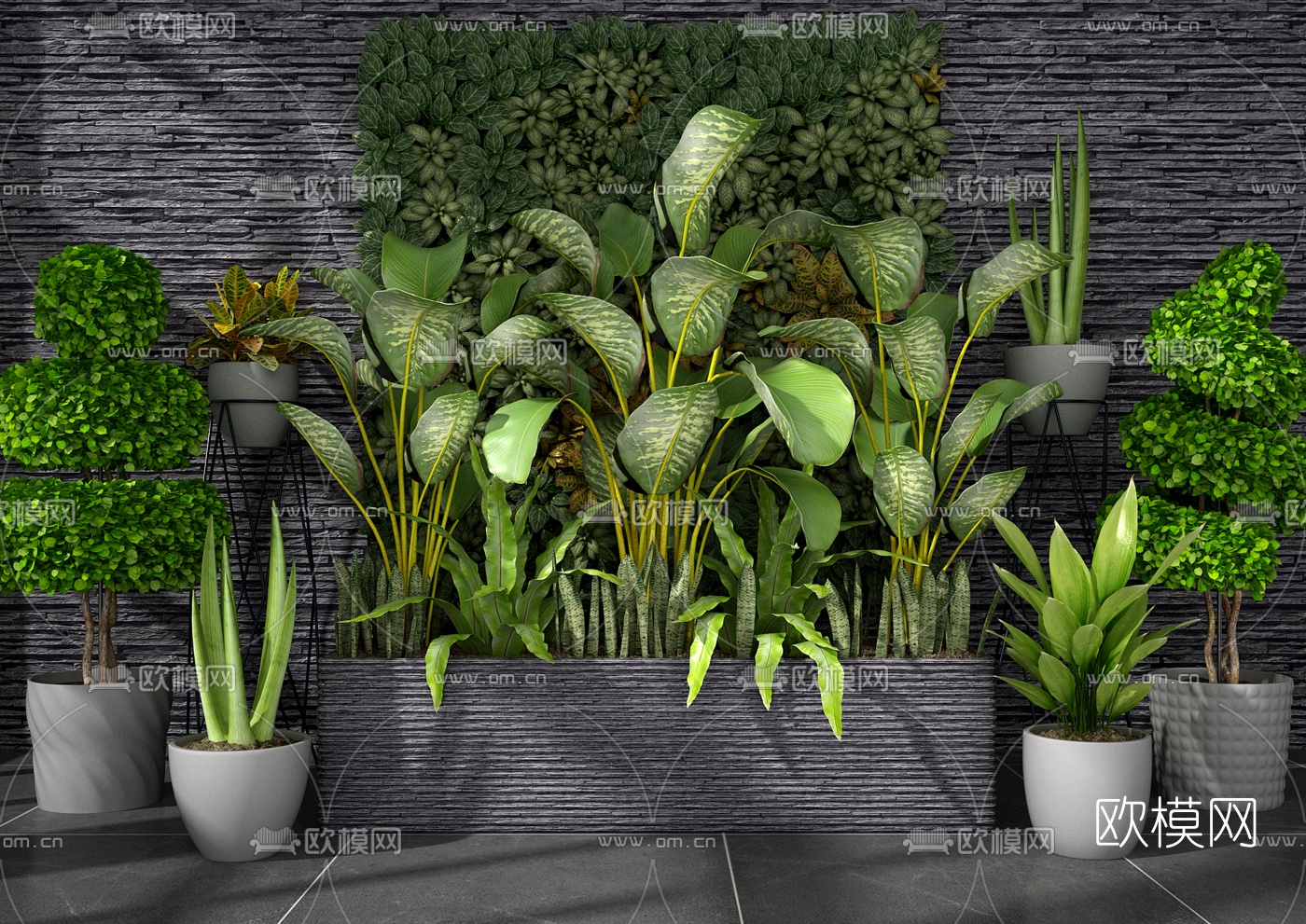 现代绿植盆栽3d模型