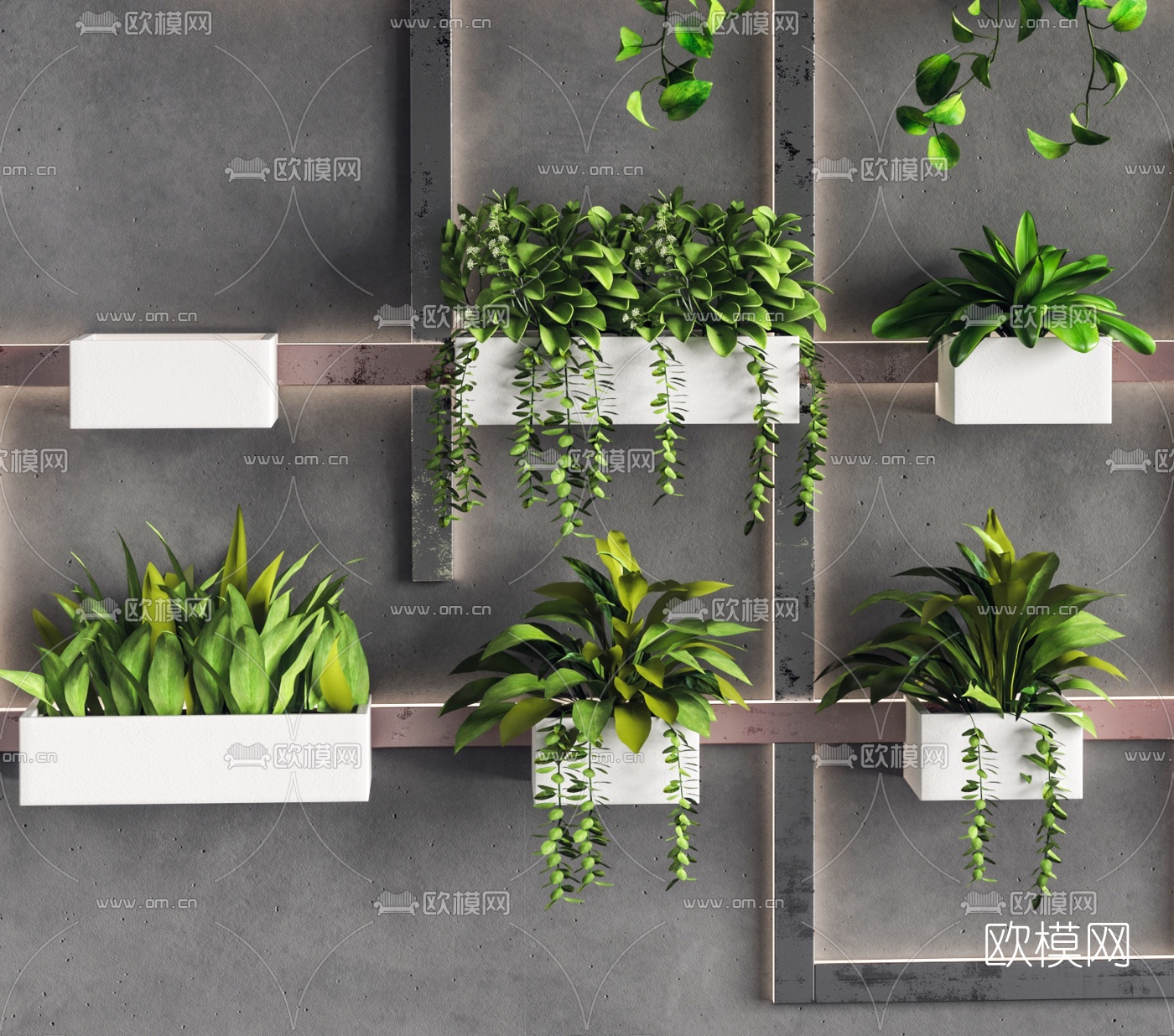 工业风植物盆栽3d模型下载（渲染图2）