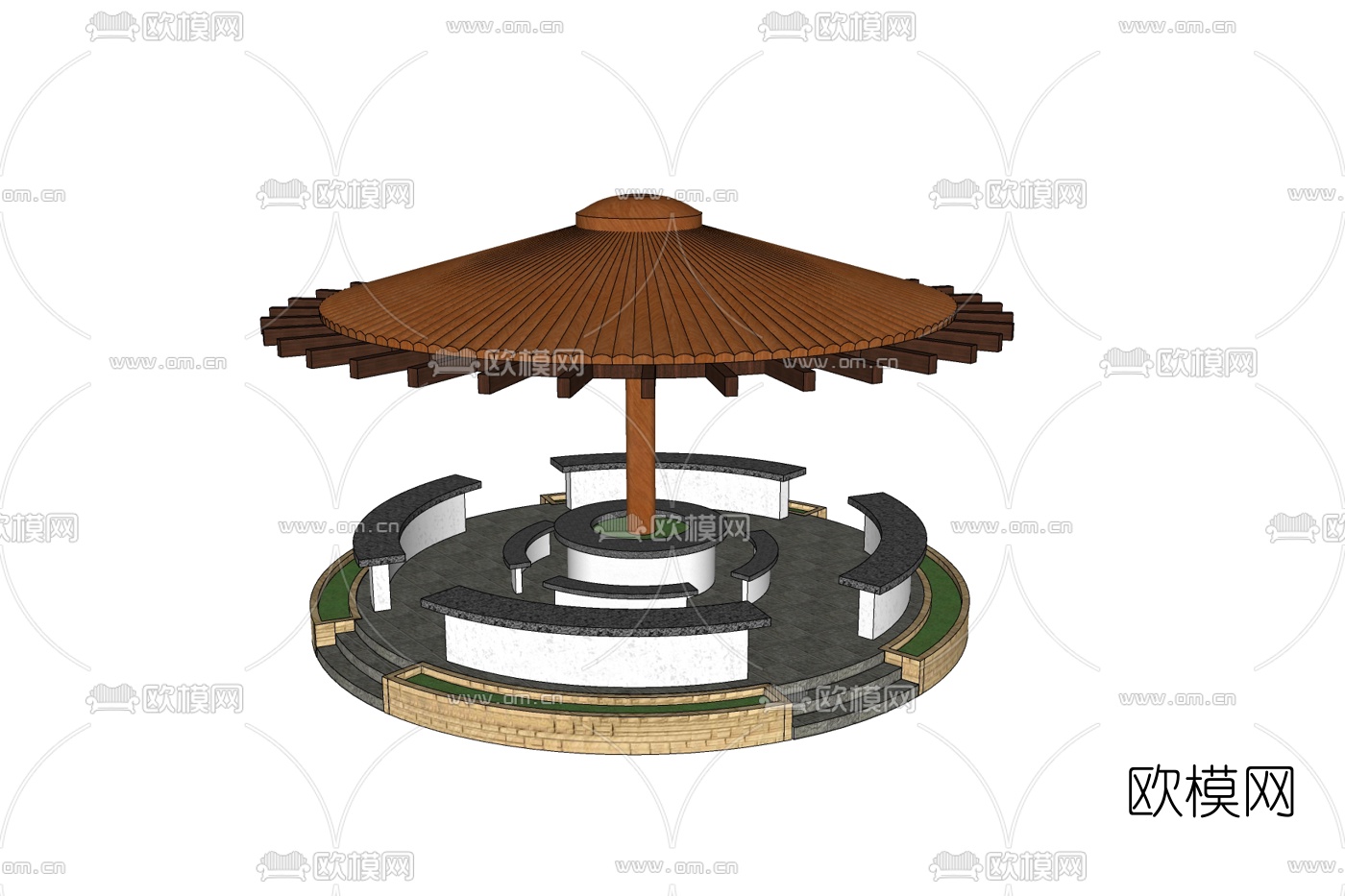 新中式凉亭免费su模型下载