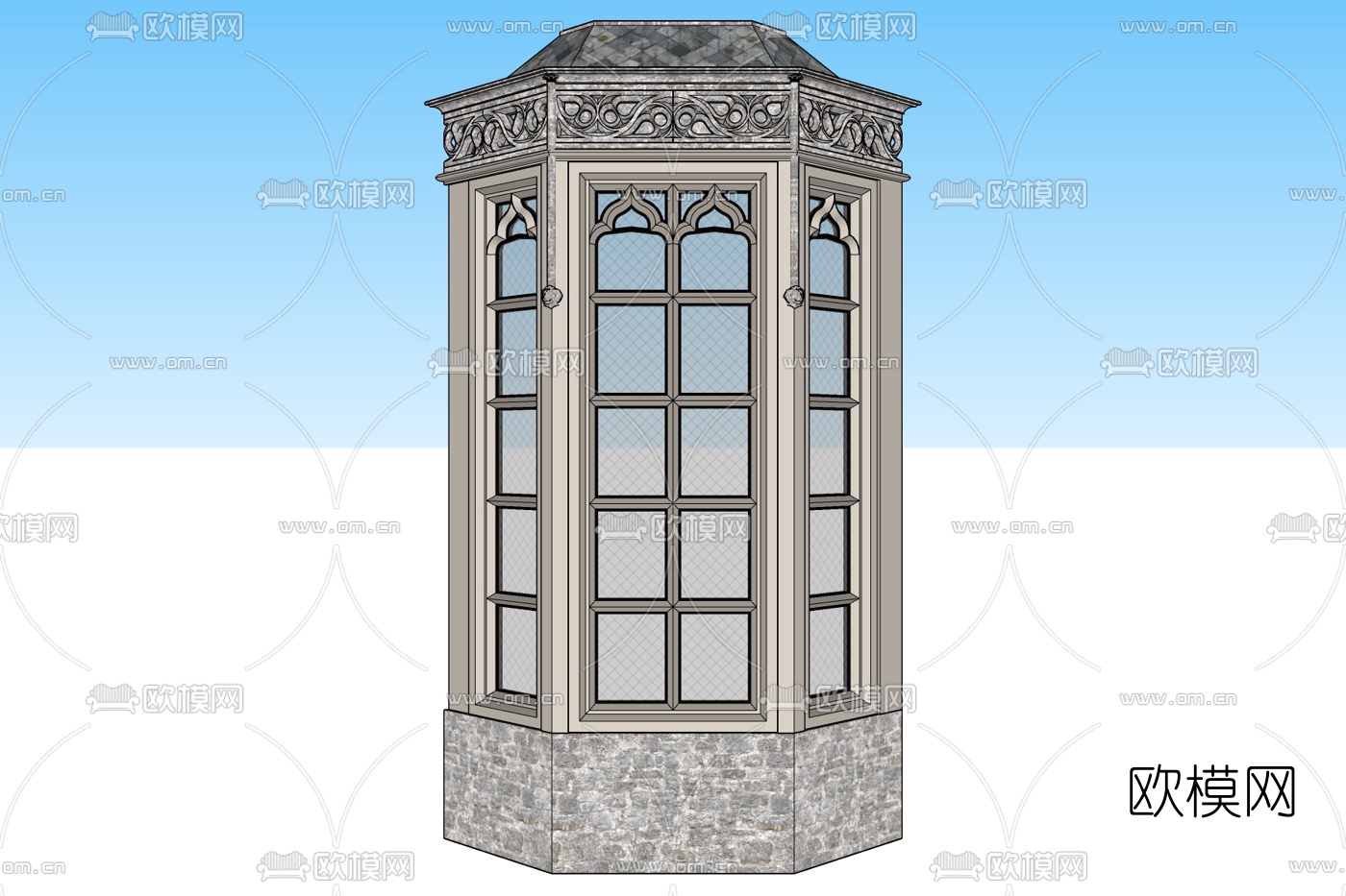 欧式飘窗免费su模型下载