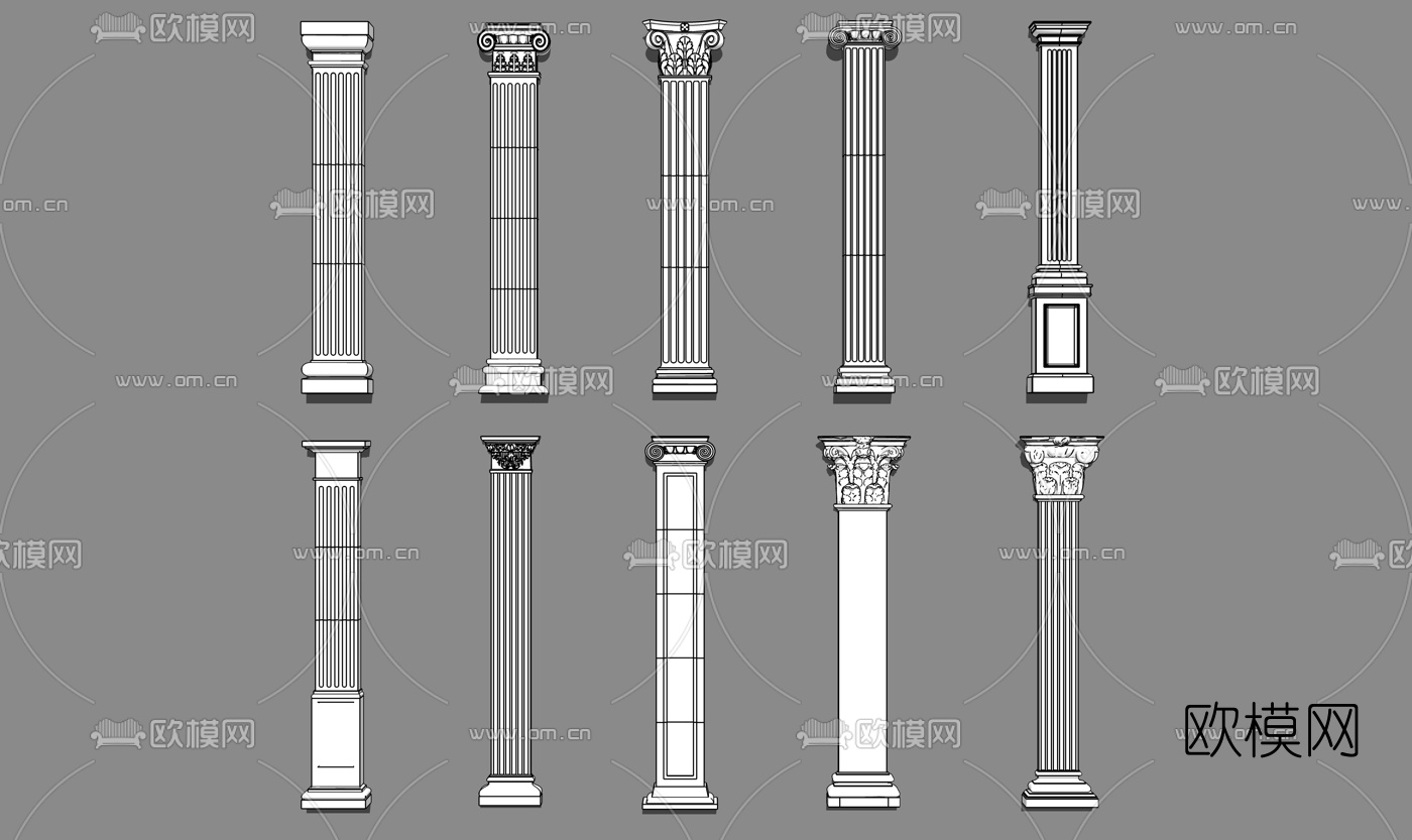 欧式罗马柱su模型下载