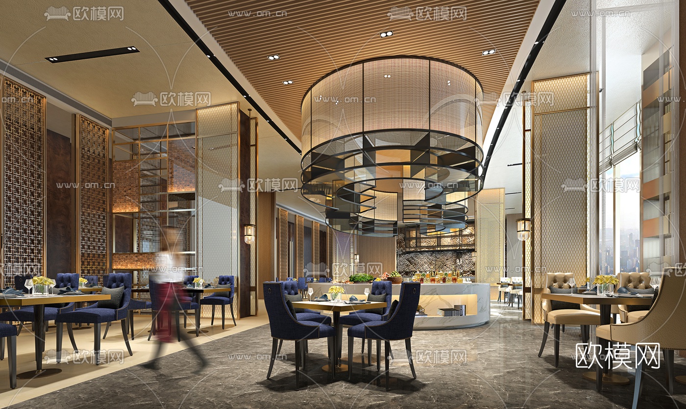 现代酒店自助餐厅3d模型