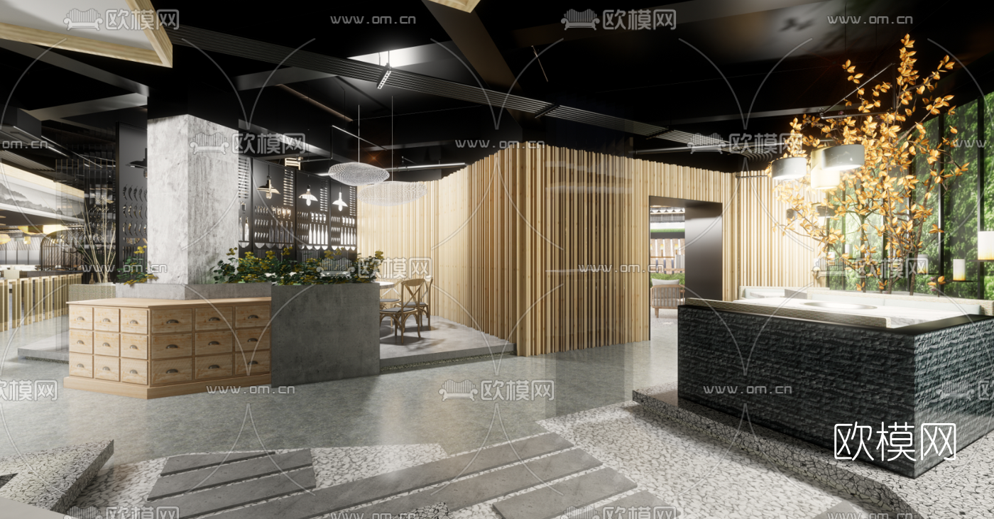 现代火锅餐厅su模型
