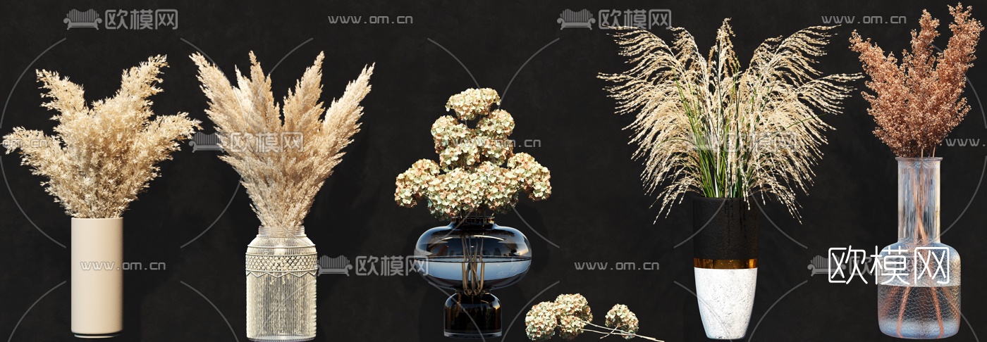 现代干花花瓶插花3d模型