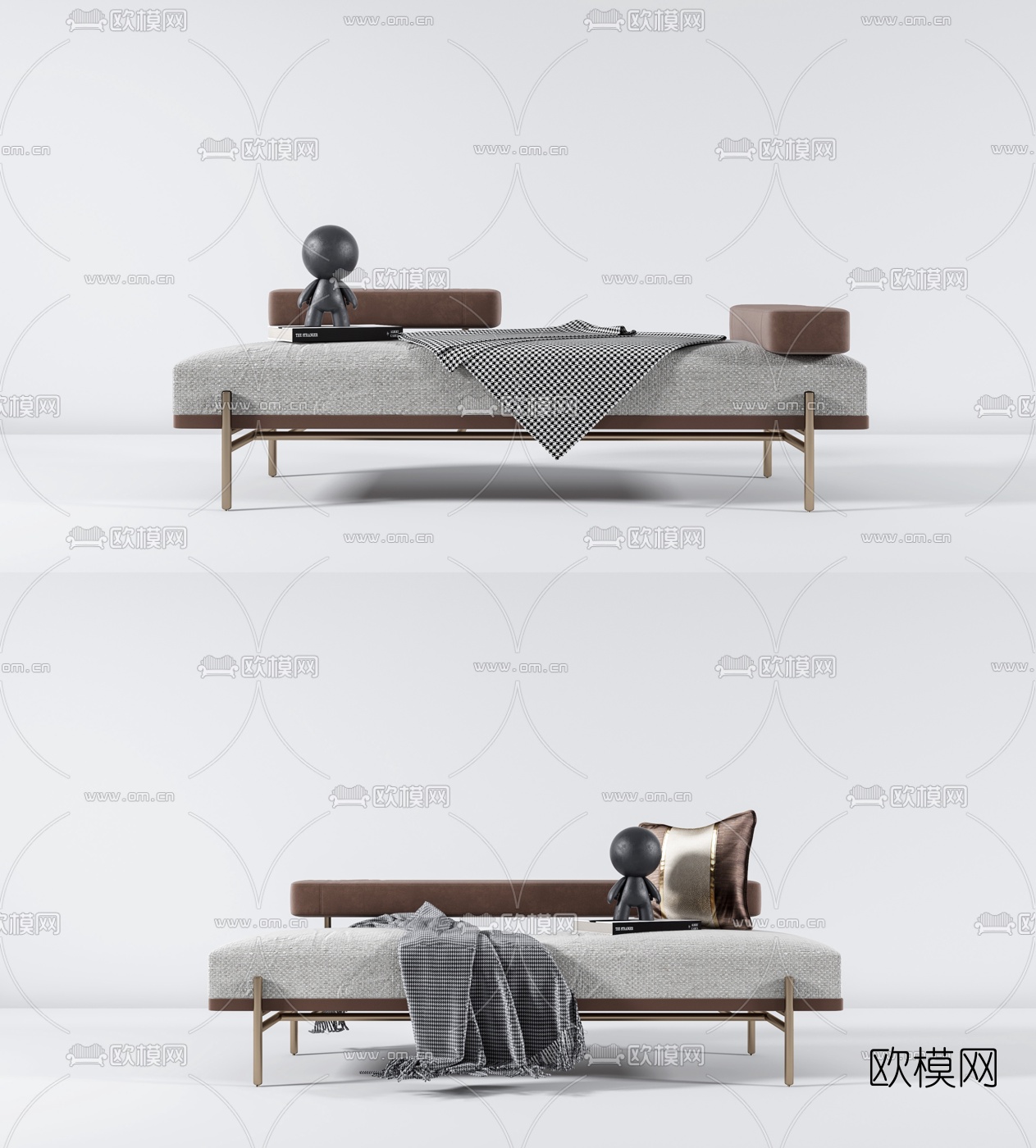 现代布艺贵妃椅3d模型下载（渲染图1）