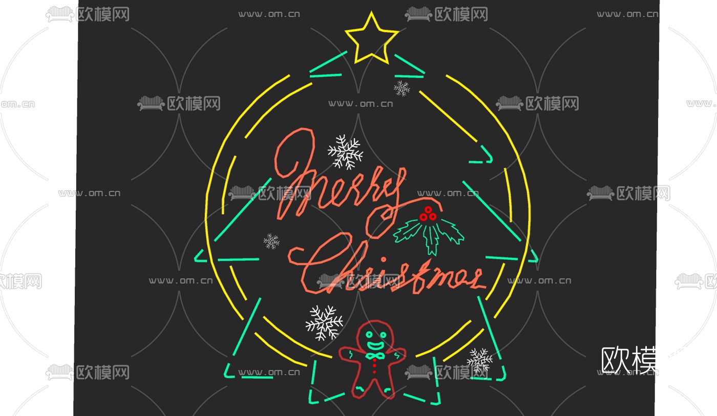 现代商业街店铺霓虹灯su模型下载