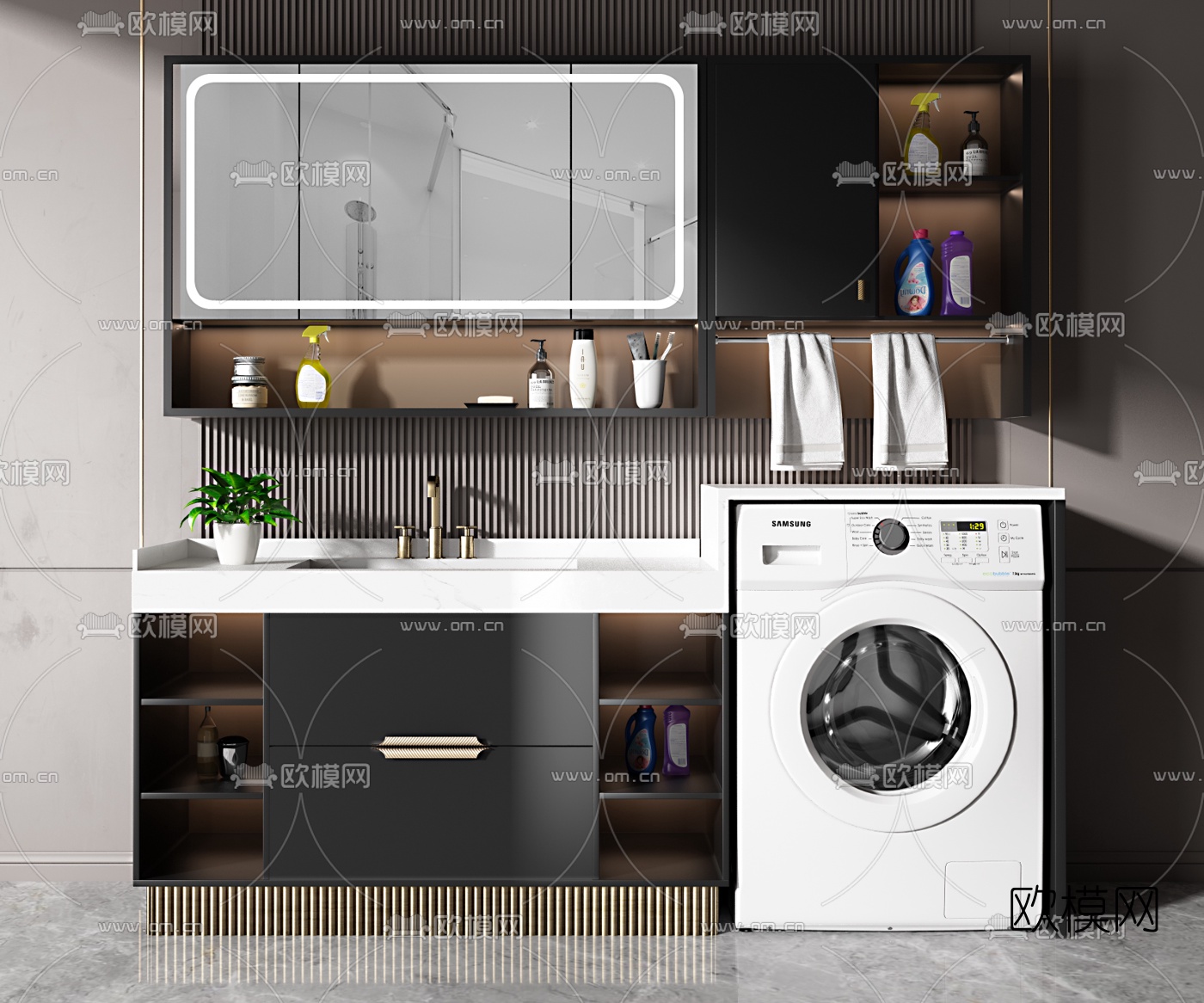 现代浴室柜洗手台3d模型