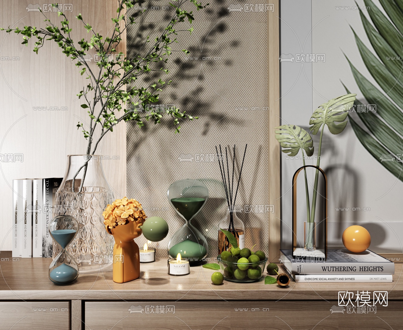 现代绿植花瓶雕塑摆件3d模型