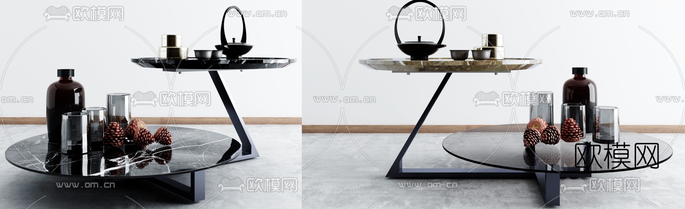 现代大理石茶几3d模型