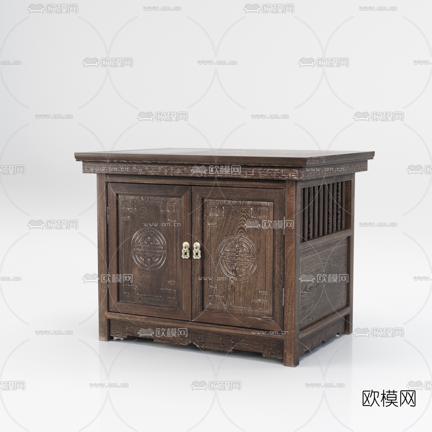 中式实木衣架边柜端景条案3d模型下载（渲染图3）