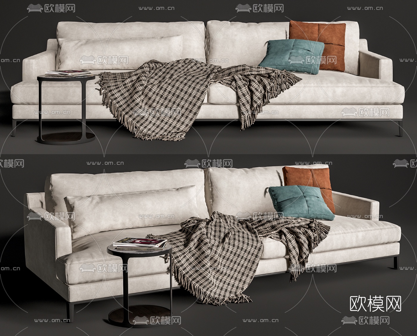 现代布艺双人沙发su模型