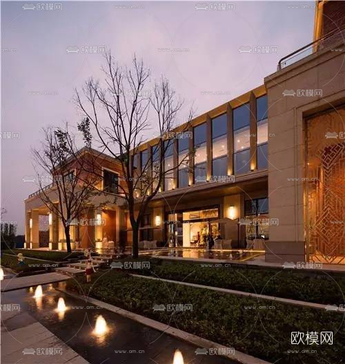 现代商业街su模型下载（渲染图4）