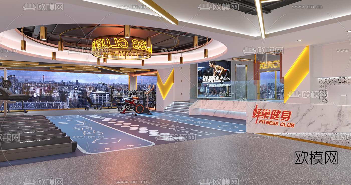 工业风健身房3d模型