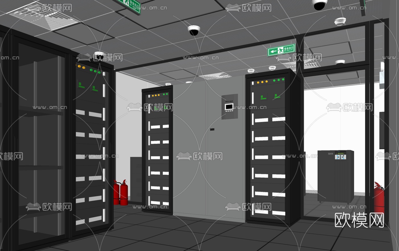 现代机房su模型下载（渲染图2）