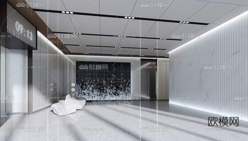现代办公前厅3d模型下载