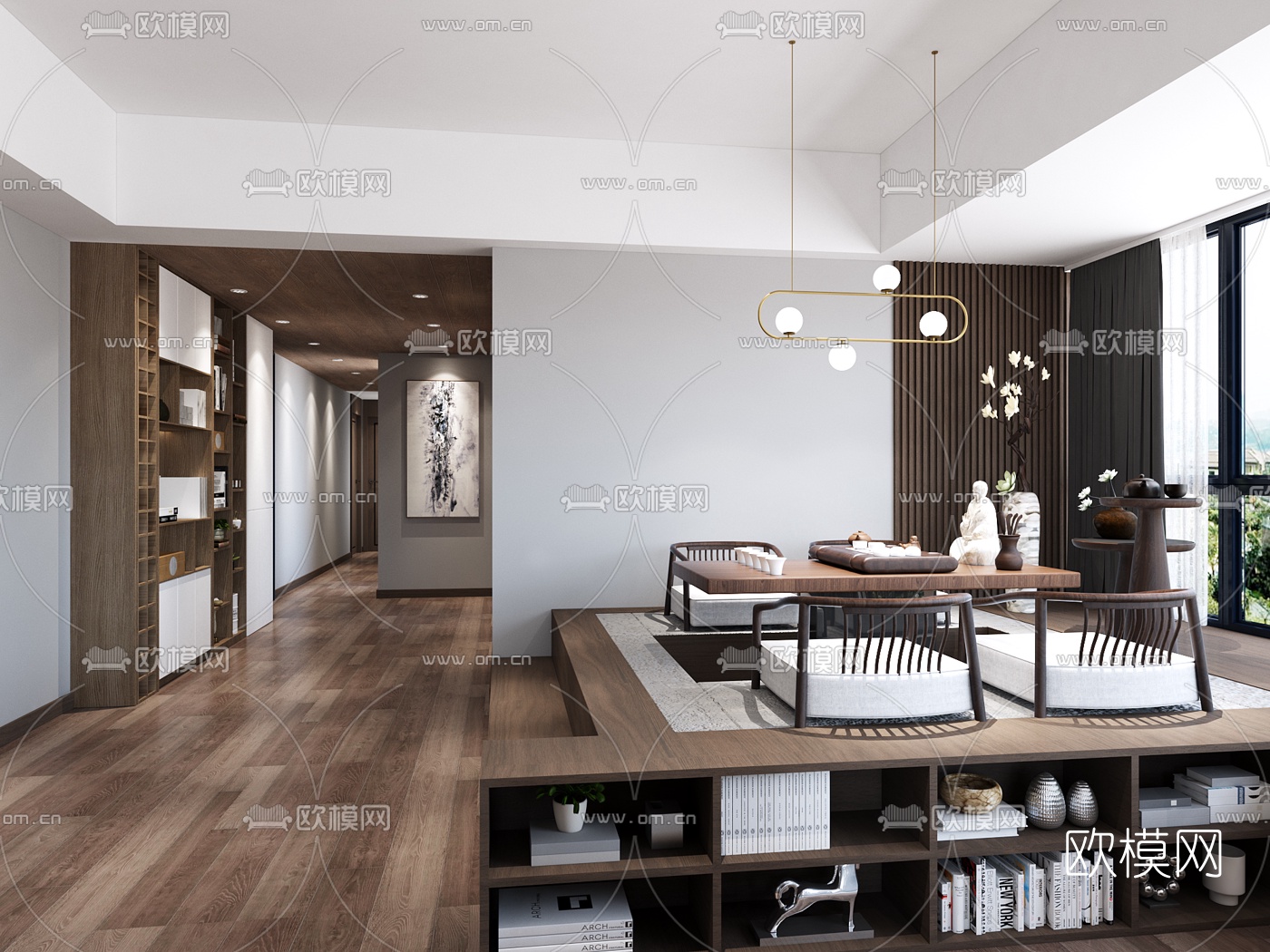 日式酒店客房免费3d模型下载（渲染图1）