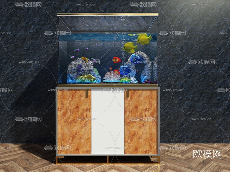 现代鱼缸水族3d模型下载