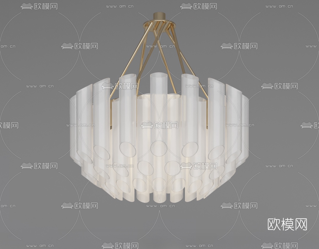 现代轻奢水晶吊灯3d模型下载（渲染图3）