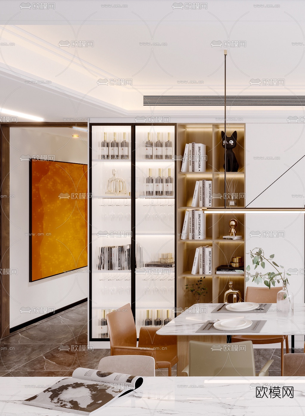 北欧轻奢餐厅3d模型下载（渲染图2）