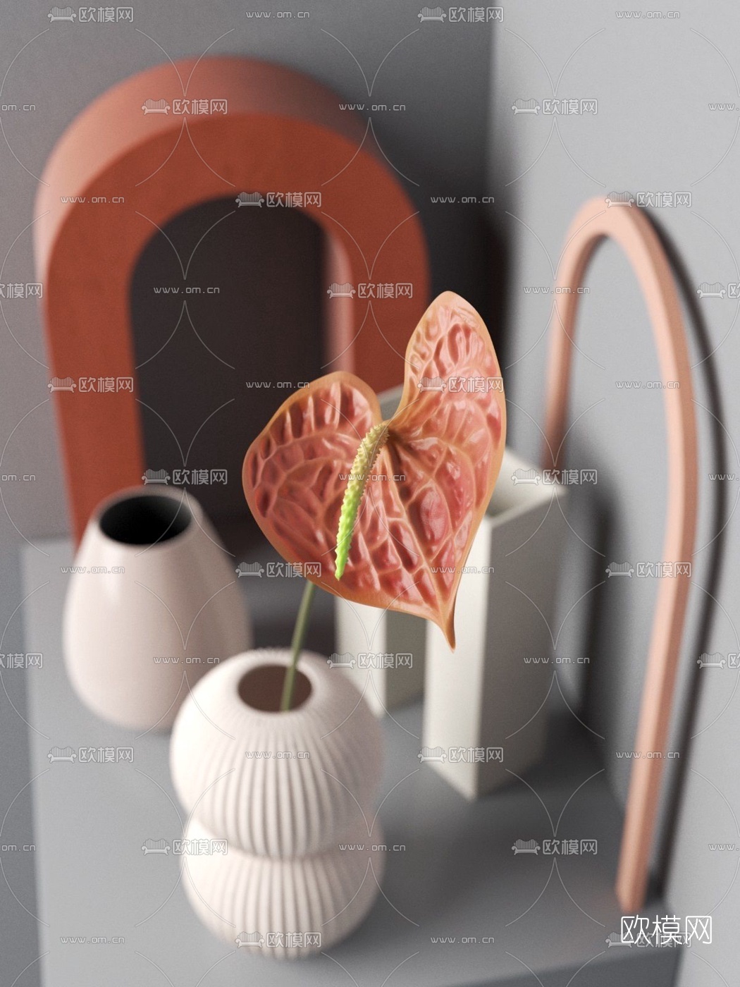 北欧花瓶插花陈设摆件3d模型