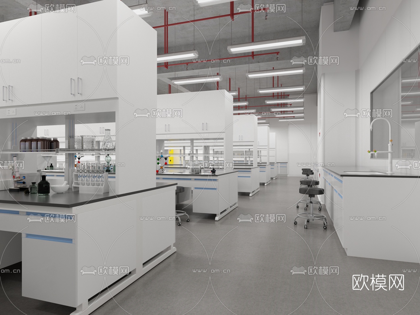 现代学校化学实验室3d模型