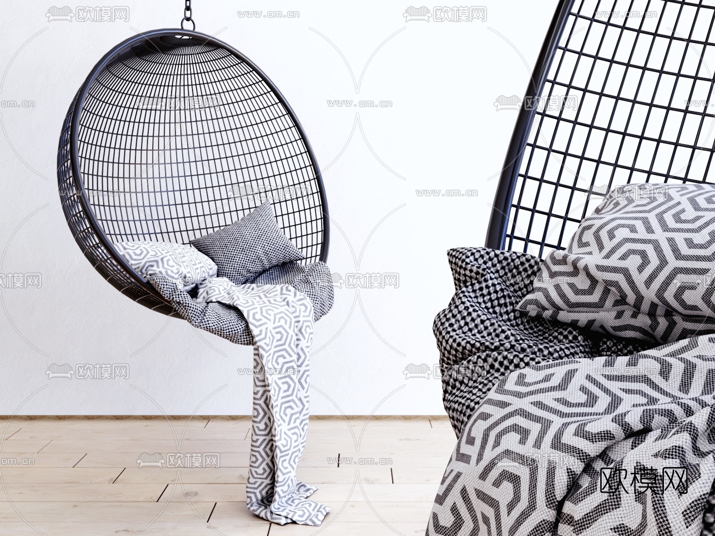 现代户外吊椅su模型下载（渲染图1）