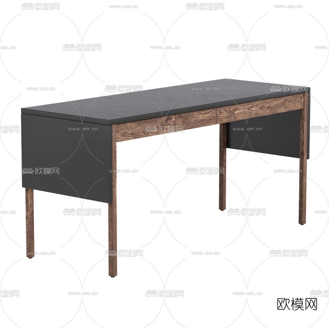 现代实木书桌免费3d模型下载