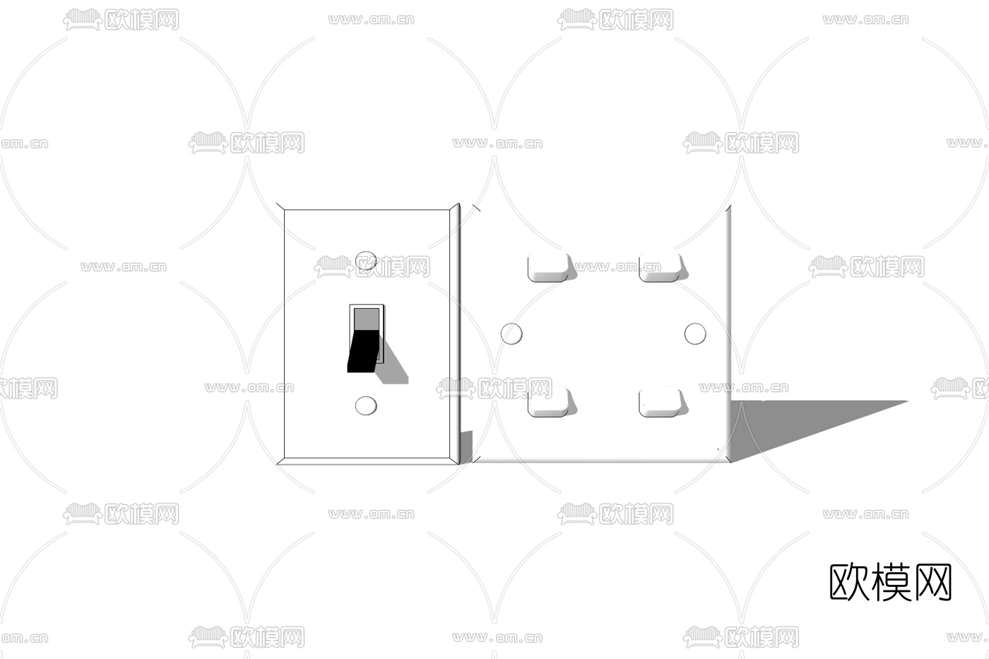 现代开关插座免费su模型下载