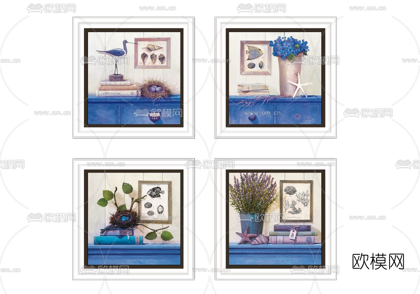 地中海绿植装饰画su模型下载