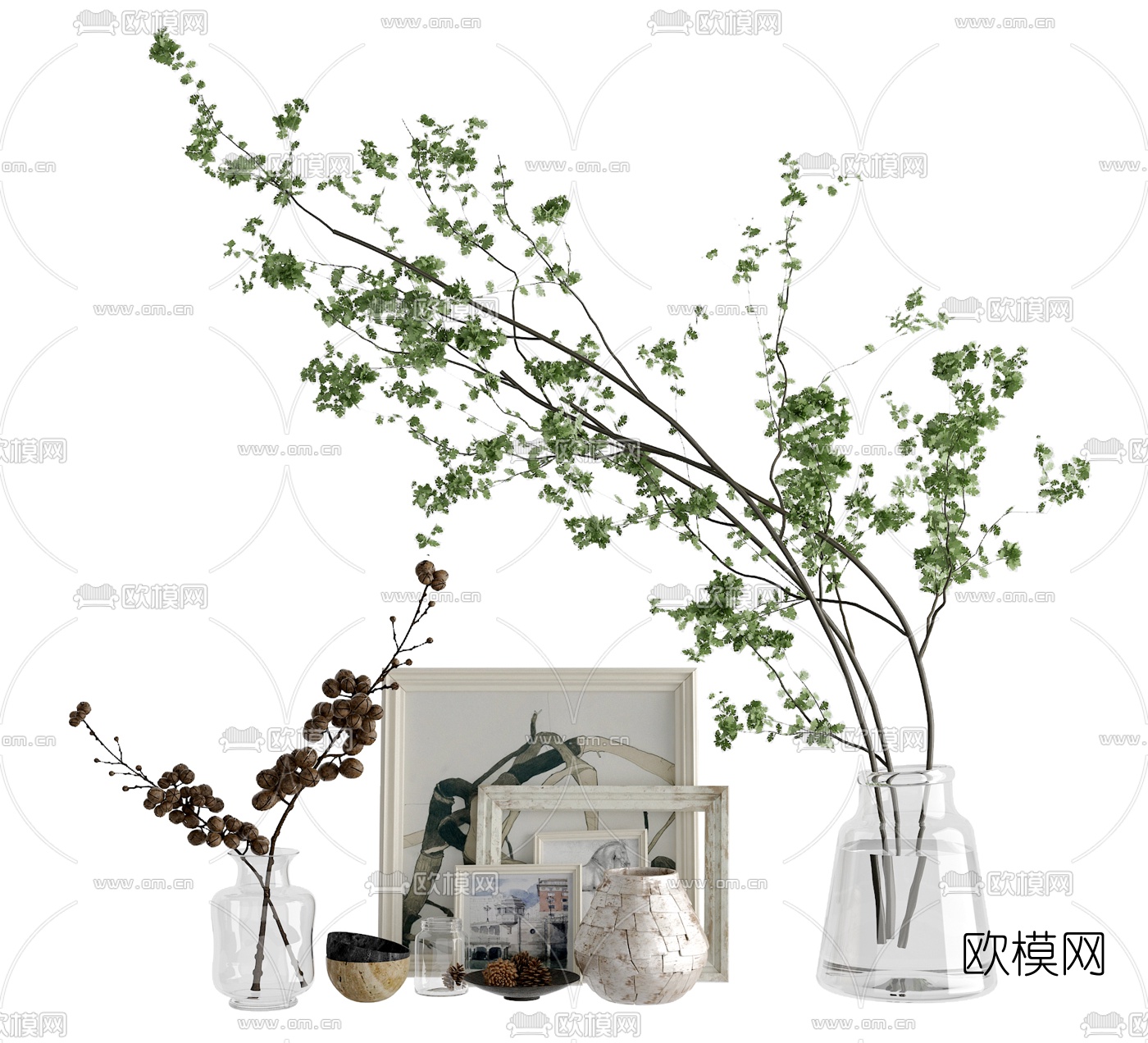现代花瓶插花相框摆件3d模型