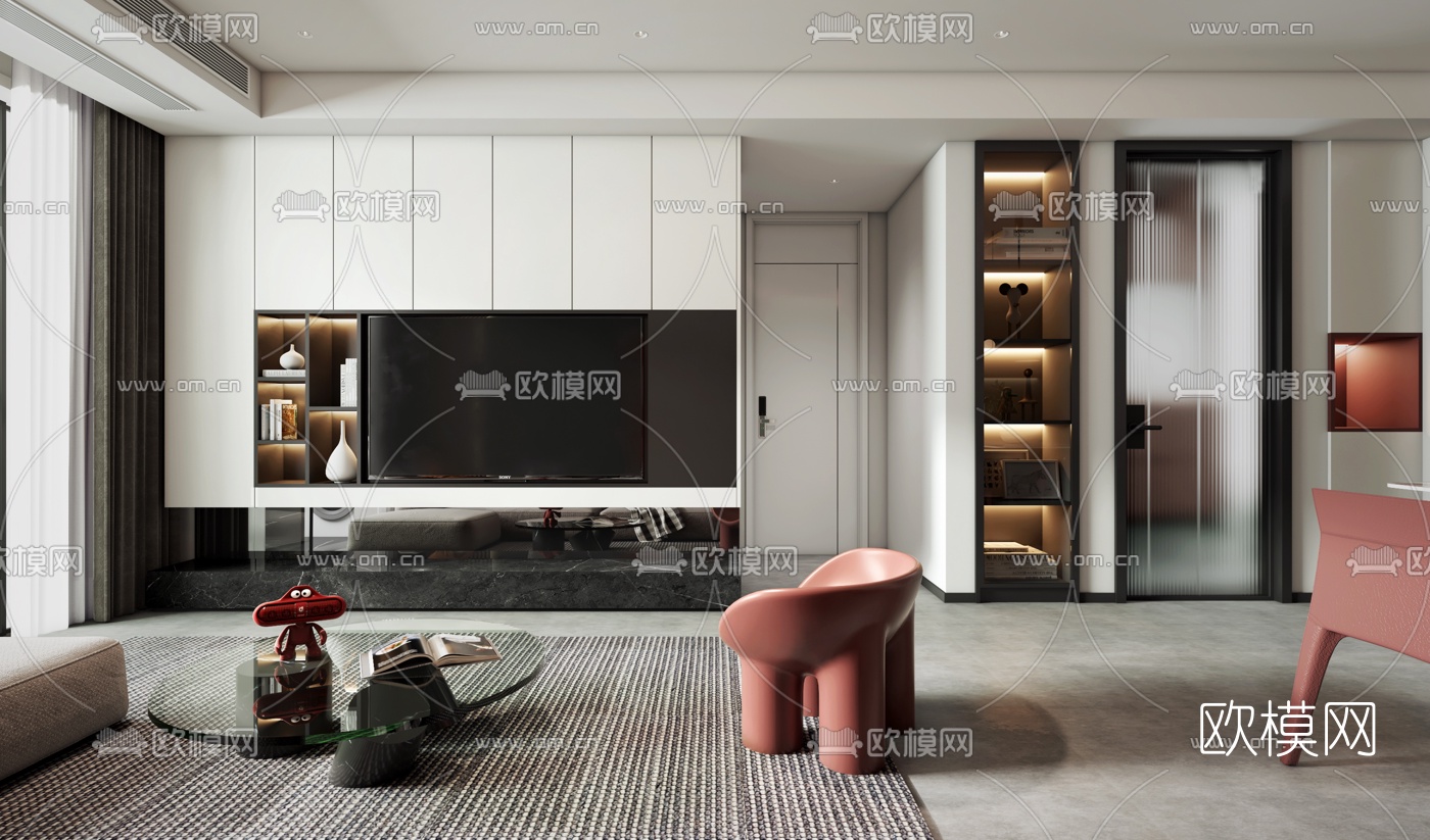 北欧简约客厅餐厅3d模型